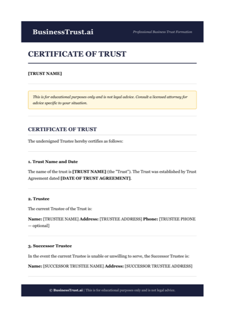 Certificate of Trust